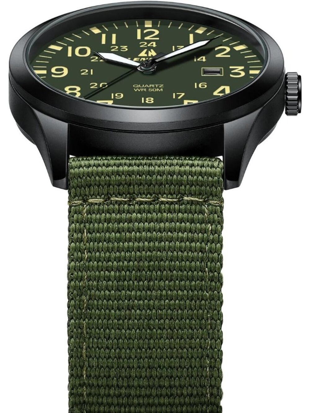 Men's Green Nylon Strap Stylish Luminous Unisex Military Tactical Casual Watch - Picture 4 of 6